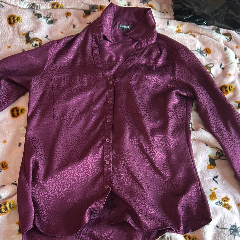 Purple Button-Up Blouse - Picture 4 of 4